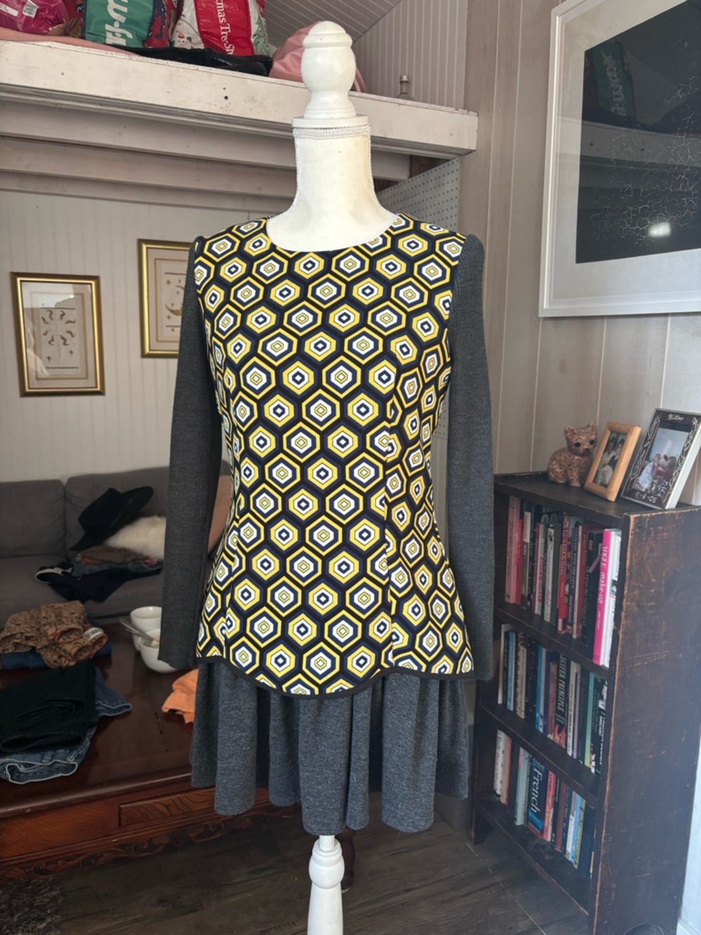 60s Geometric Print Mini Dress